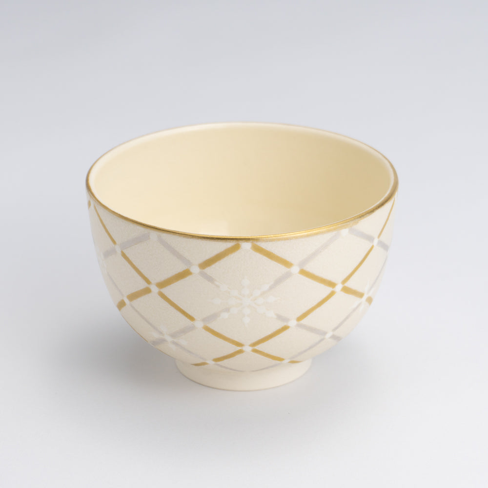 Tea bowl S -Mica Colored Mesh Snowflake White