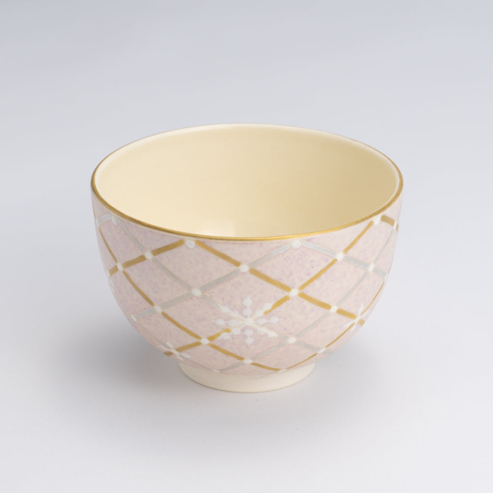 Tea bowl S- Mica Colored Mesh Snowflake Pink