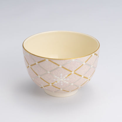 Tea bowl S- Mica Colored Mesh Snowflake Pink