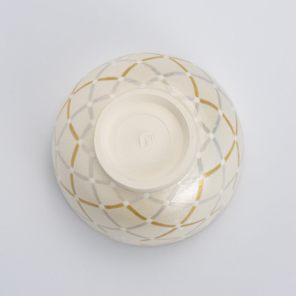 Tea bowl S -Mica Colored Mesh Snowflake White