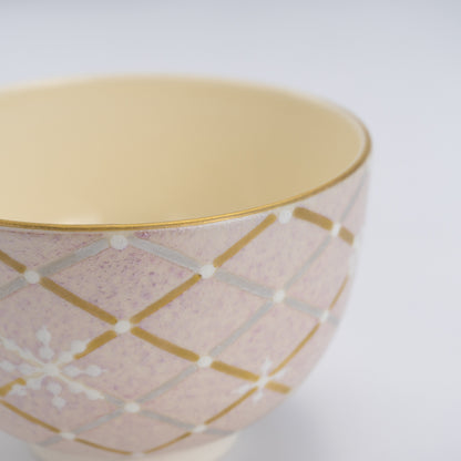 Tea bowl S- Mica Colored Mesh Snowflake Pink