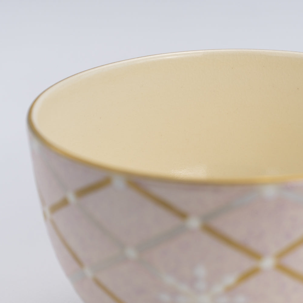 Tea bowl S- Mica Colored Mesh Snowflake Pink