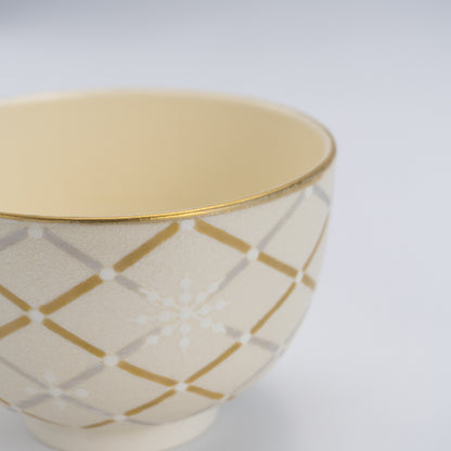 Tea bowl S -Mica Colored Mesh Snowflake White