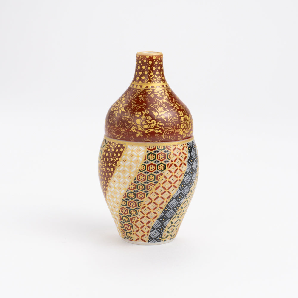 Small vase-Hanasatsuma"華薩摩" gold brocade twisted small pattern