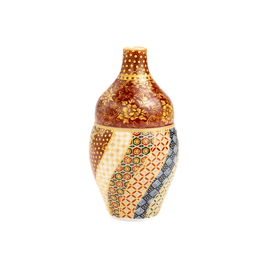 Small vase-Hanasatsuma"華薩摩" gold brocade twisted small pattern by Cunyo