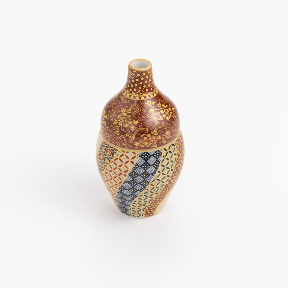 Small vase-Hanasatsuma"華薩摩" gold brocade twisted small pattern