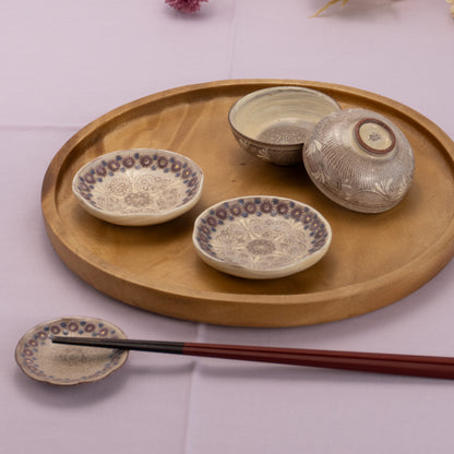 Tiny plate<formed plum flower> Shisaikamon"紫彩華紋" 