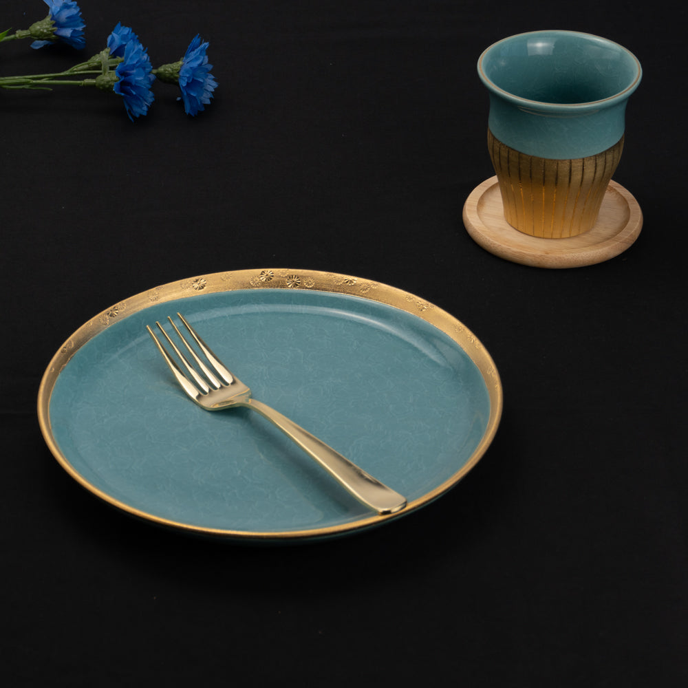 Side Plate- Tortoiseshell Crackle Blue