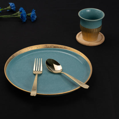 Salad Plate - Tortoiseshell Crackle Blue