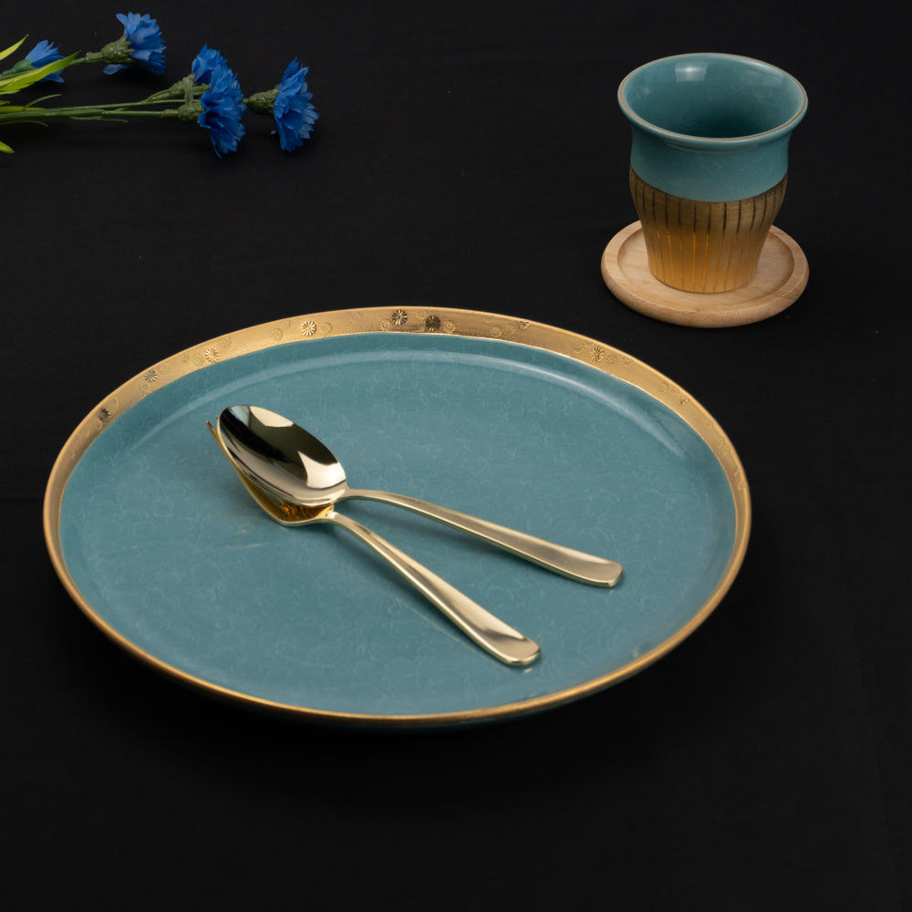 Dinner Plate - Tortoiseshell Crackle Blue