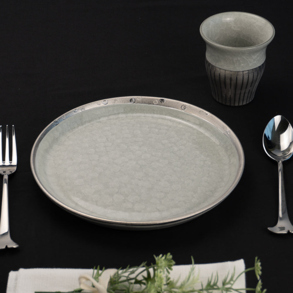 Side Plate-  Tortoiseshell Crackle Grey