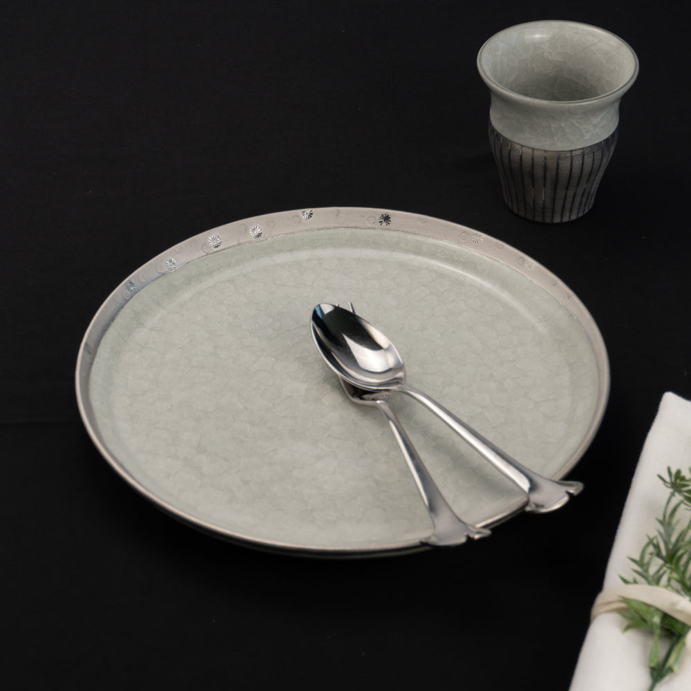 Salad Plate - Tortoiseshell Crackle Grey