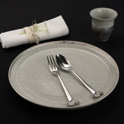 Dinner Plate- Tortoiseshell Crackle Grey