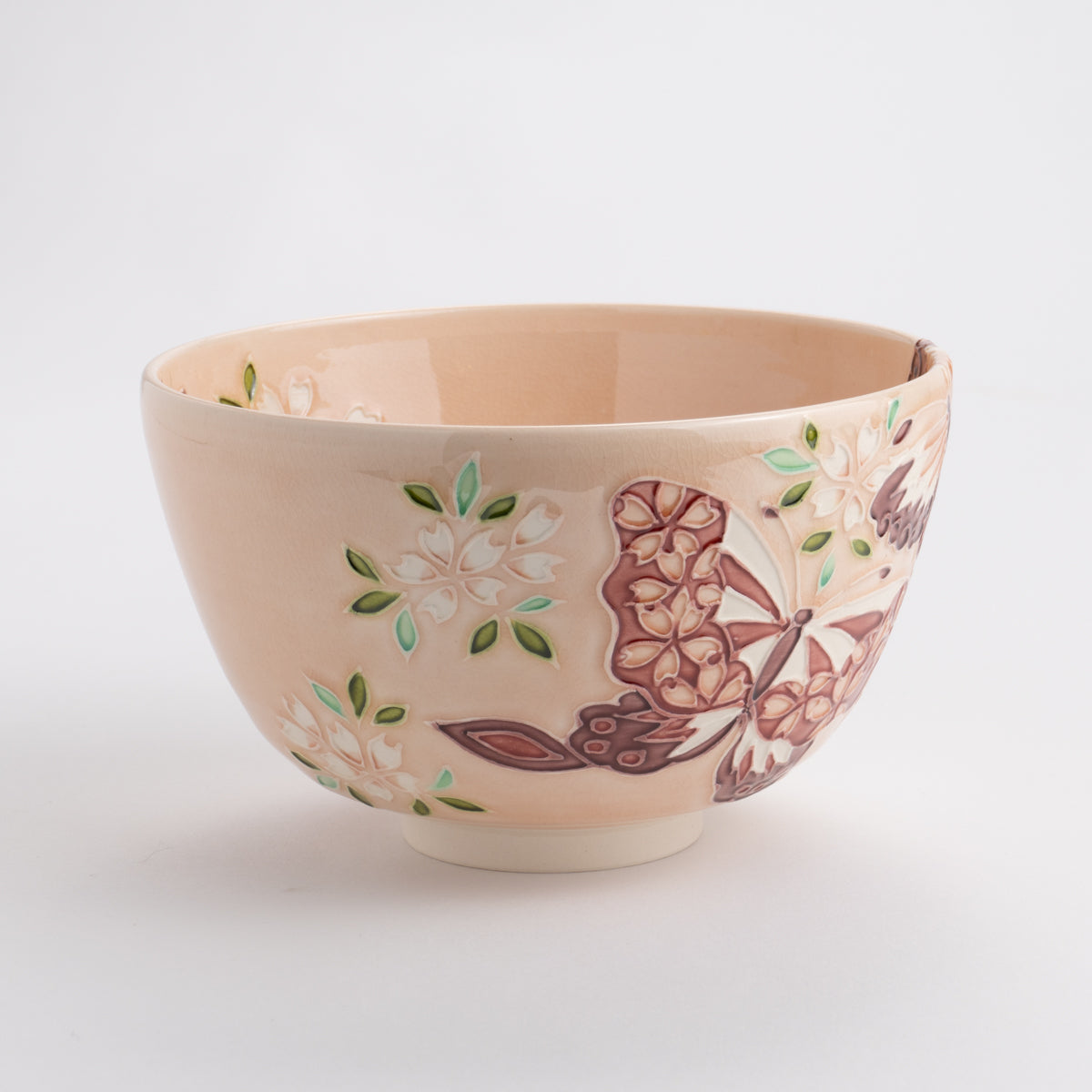 Matcha bowl, light peach digits, butterfly, Ichino Yamamoto 