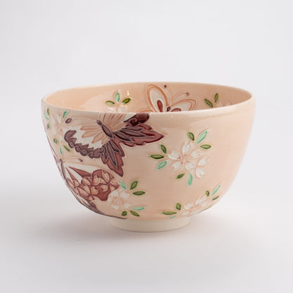 Matcha bowl, light peach digits, butterfly, Ichino Yamamoto 