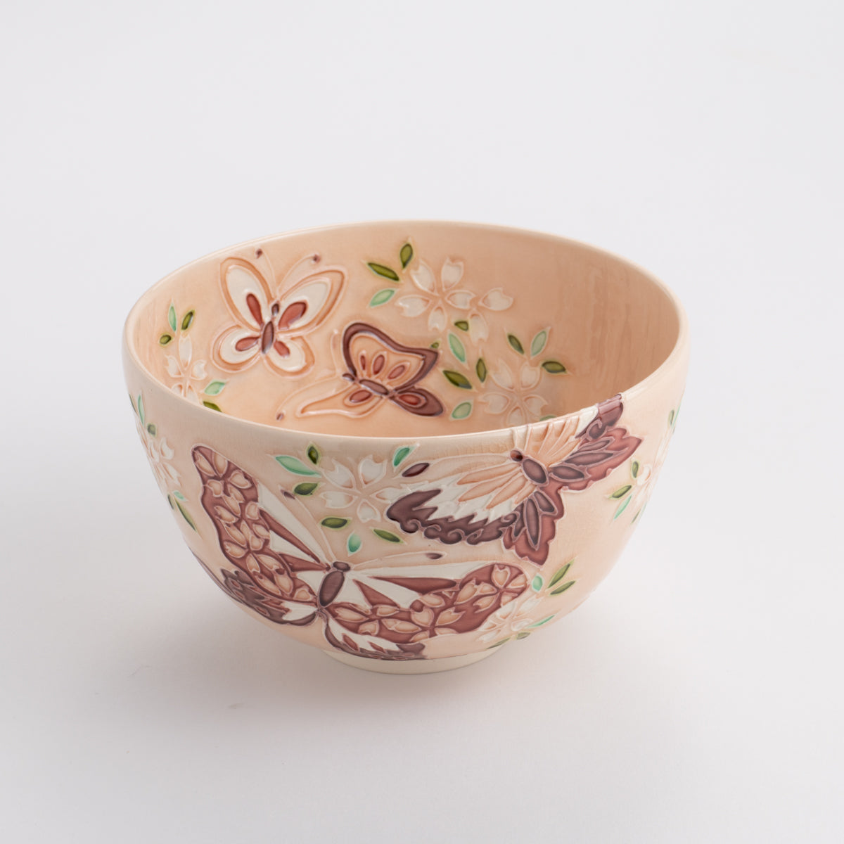 Matcha bowl, light peach digits, butterfly, Ichino Yamamoto 