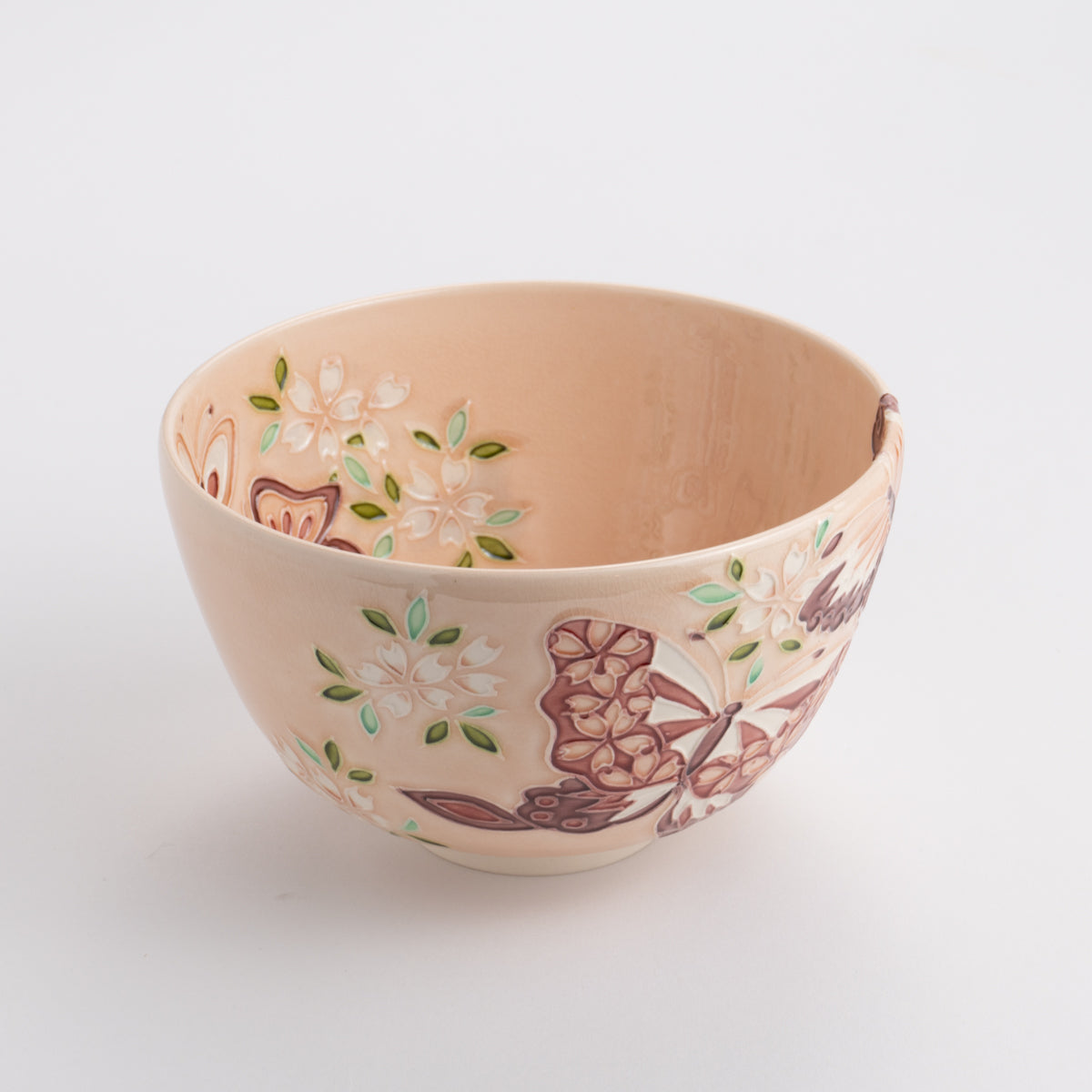 Matcha bowl, light peach digits, butterfly, Ichino Yamamoto 