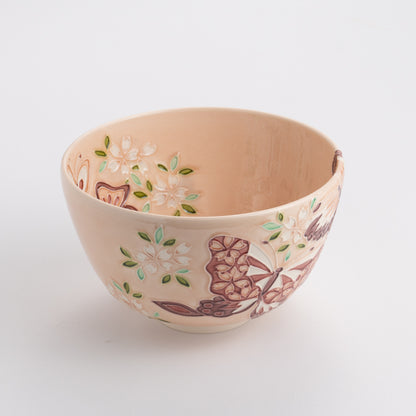 Matcha bowl, light peach digits, butterfly, Ichino Yamamoto 