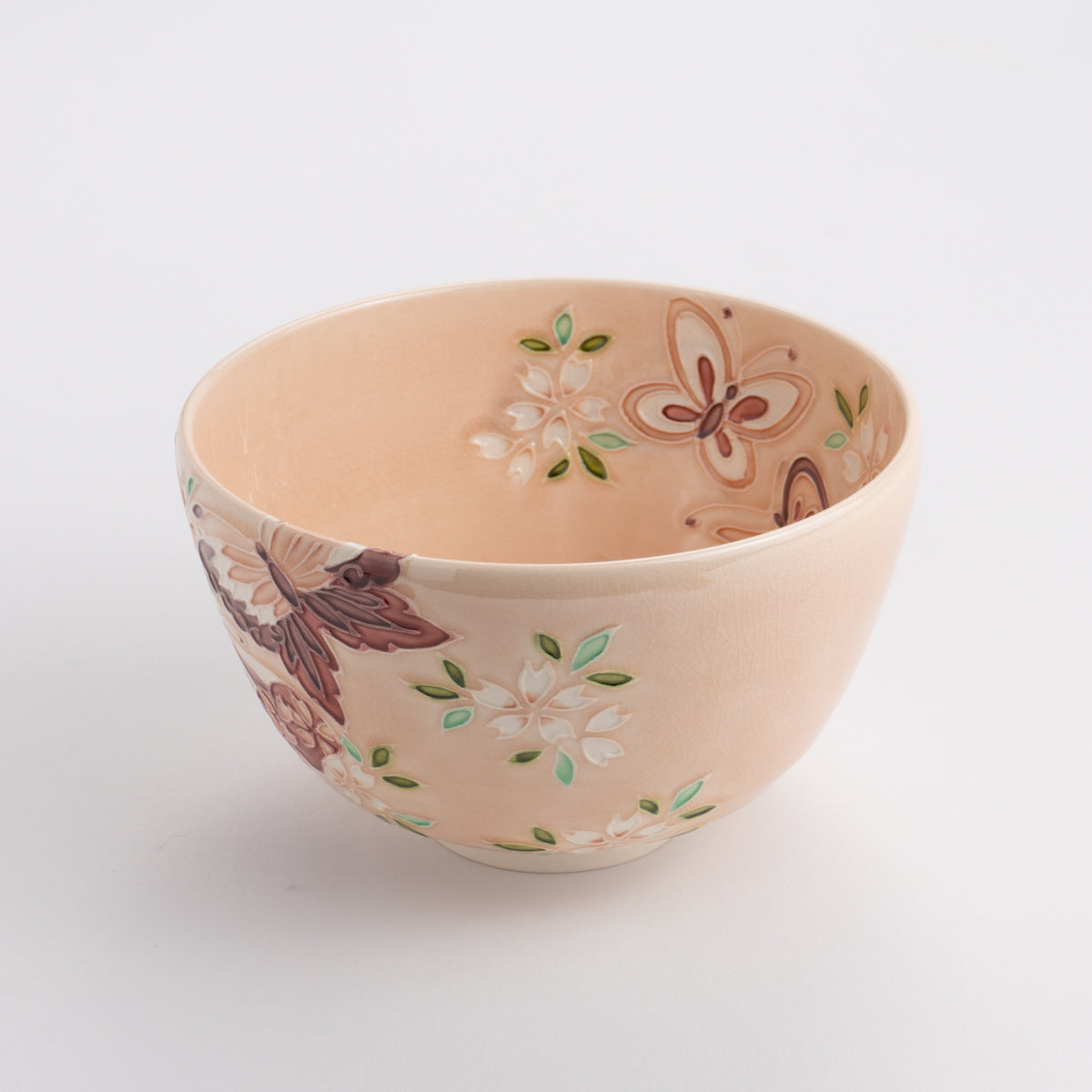 Matcha bowl, light peach digits, butterfly, Ichino Yamamoto 