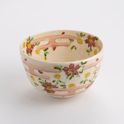 Matcha bowl, pale pink, Kochi, cherry blossoms and haze, Yamamoto Kazunari 