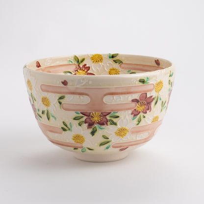 Matcha bowl, pale pink, Kochi, cherry blossoms and haze, Yamamoto Kazunari 