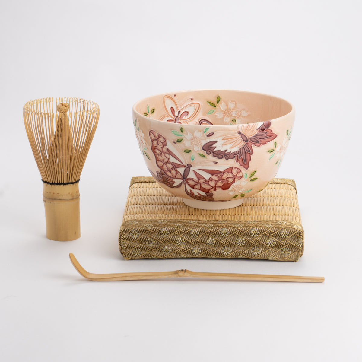 Matcha bowl, light peach digits, butterfly, Ichino Yamamoto 