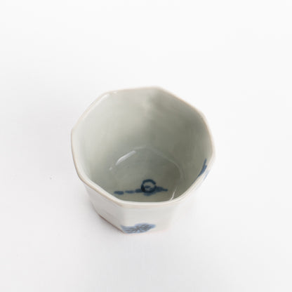 Sake cup -Blue and white plum by Nagata studio