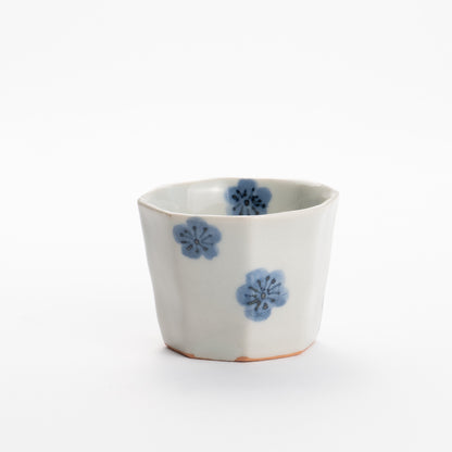 Sake cup -Blue and white plum by Nagata studio