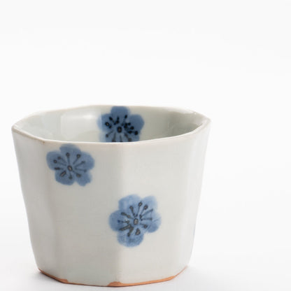 Sake cup -Blue and white plum by Nagata studio