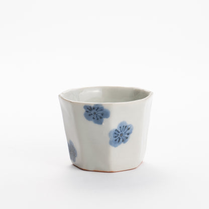 Sake cup -Blue and white plum by Nagata studio