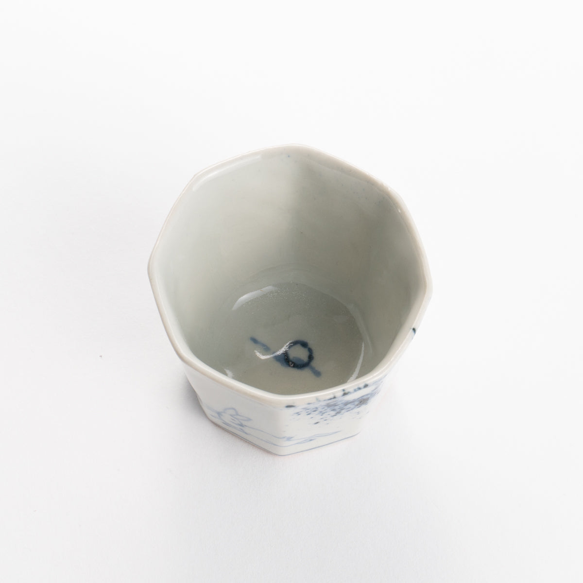 Sake cup -Blue and white moon and rabbit by Nagata studio