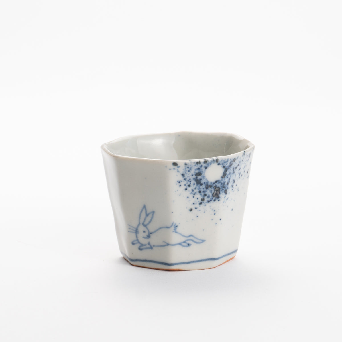 Sake cup -Blue and white moon and rabbit by Nagata studio