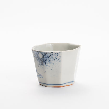 Sake cup -Blue and white moon and rabbit by Nagata studio