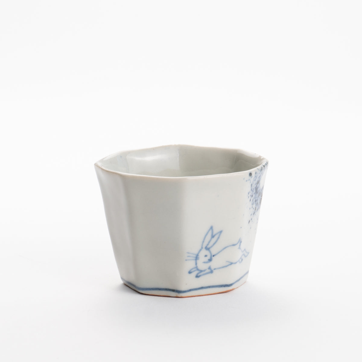 Sake cup -Blue and white moon and rabbit by Nagata studio