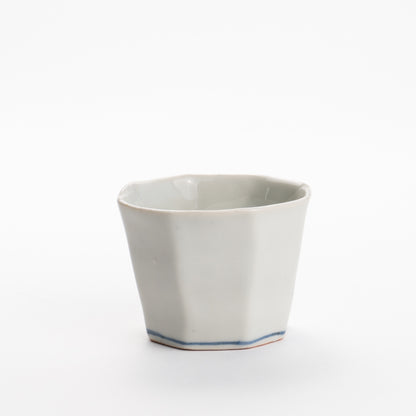 Sake cup -Blue and white moon and rabbit by Nagata studio