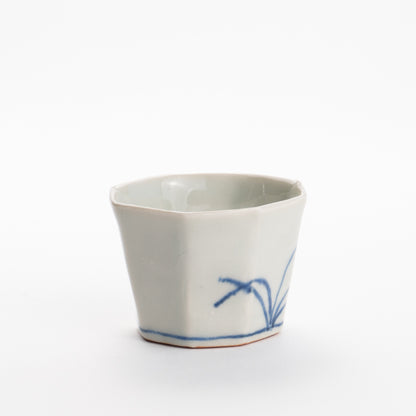 Soba cup - Blue and white Susuki by Nagata studio