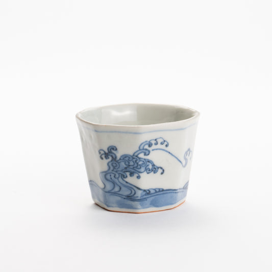 Soba cup - Blue and white Great waves by Nagata studio