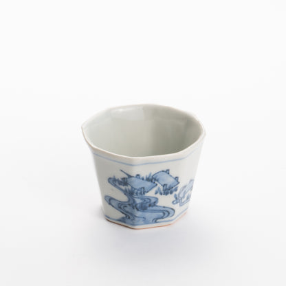 Soba cup - Blue and white Yatsuhashi by Nagata studio