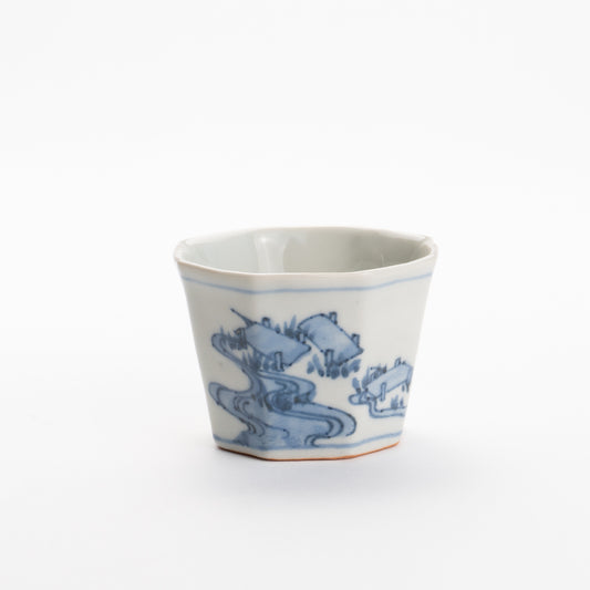 Soba cup - Blue and white Yatsuhashi by Nagata studio