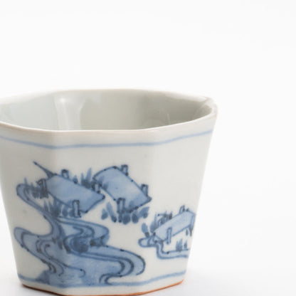 Soba cup - Blue and white Yatsuhashi by Nagata studio