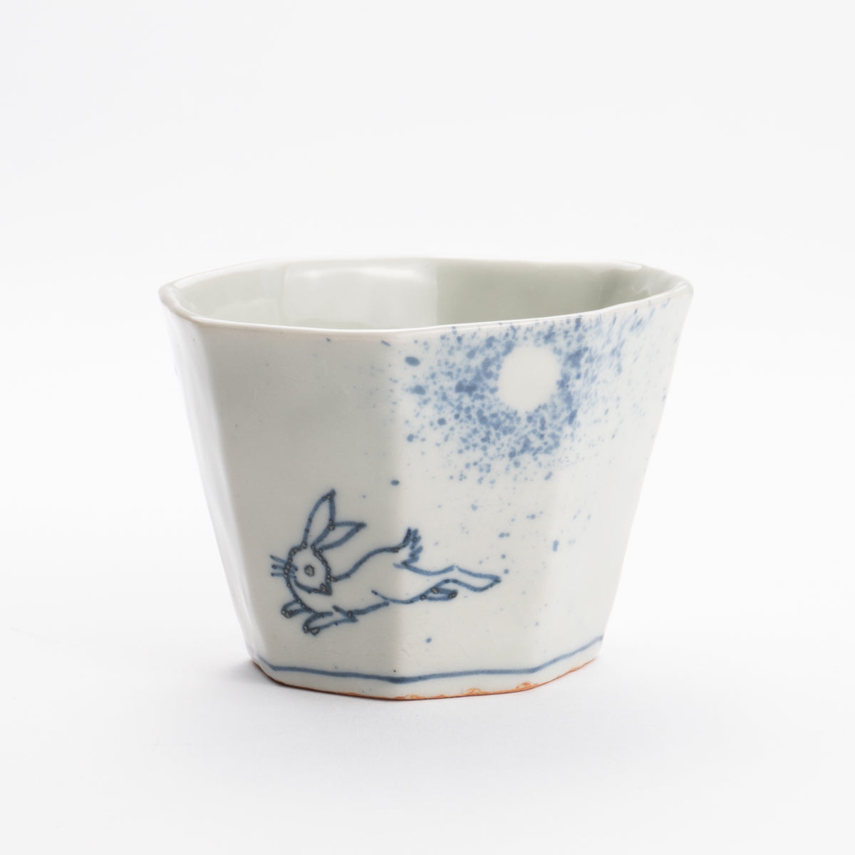 Soba cup - Blue and white Moon and rabbit by Nagata studio