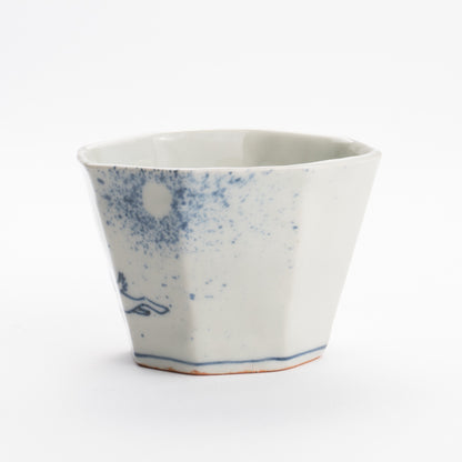 Soba cup - Blue and white Moon and rabbit by Nagata studio