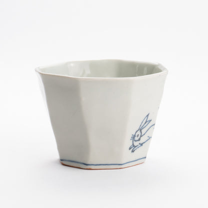 Soba cup - Blue and white Moon and rabbit by Nagata studio