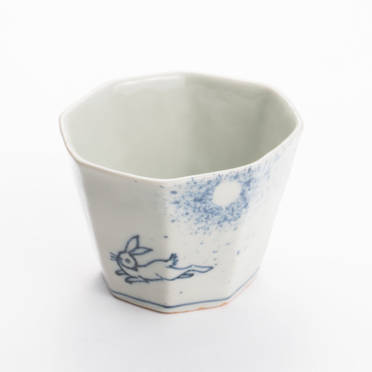 Soba cup - Blue and white Moon and rabbit by Nagata studio