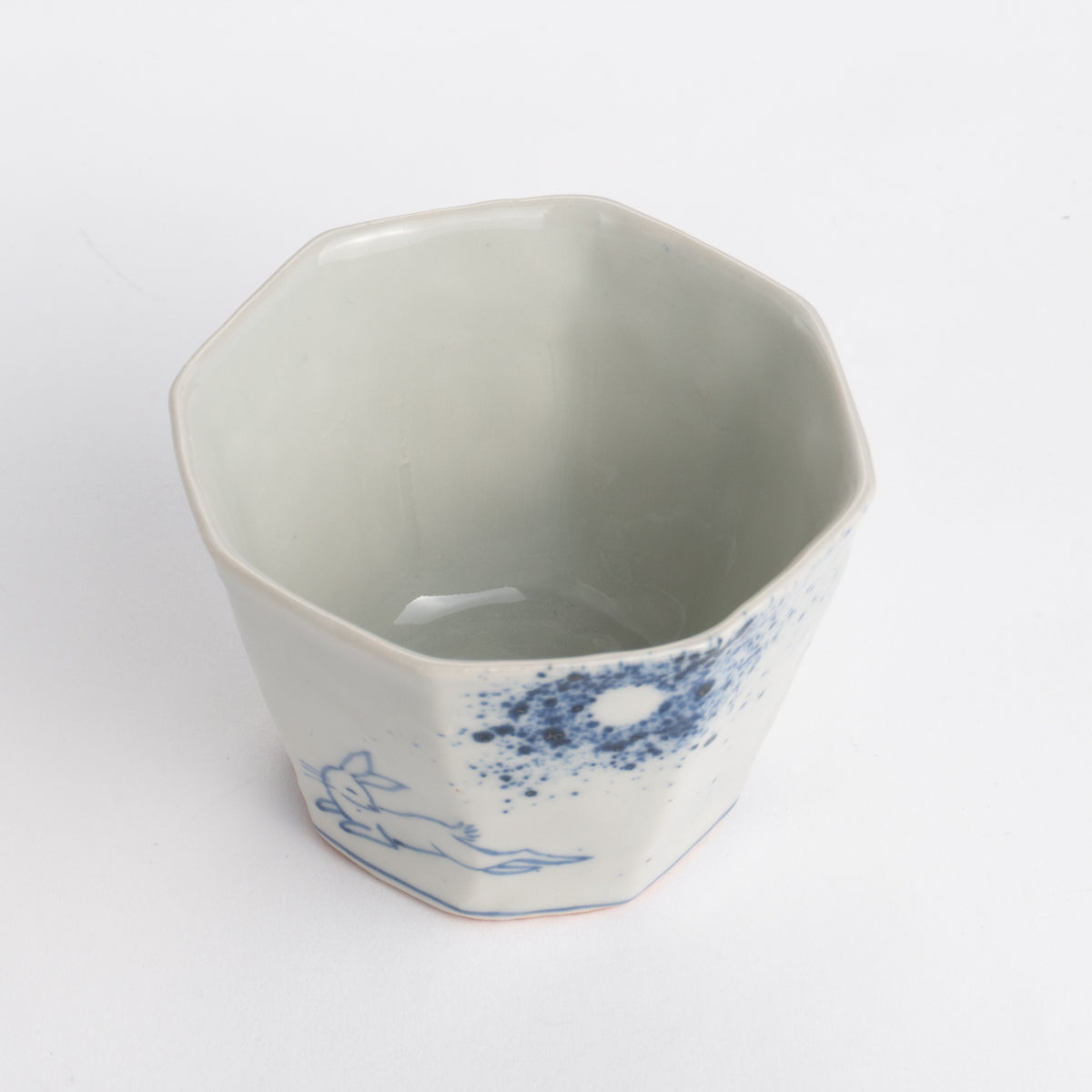 Soba cup - Blue and white Moon and rabbit by Nagata studio