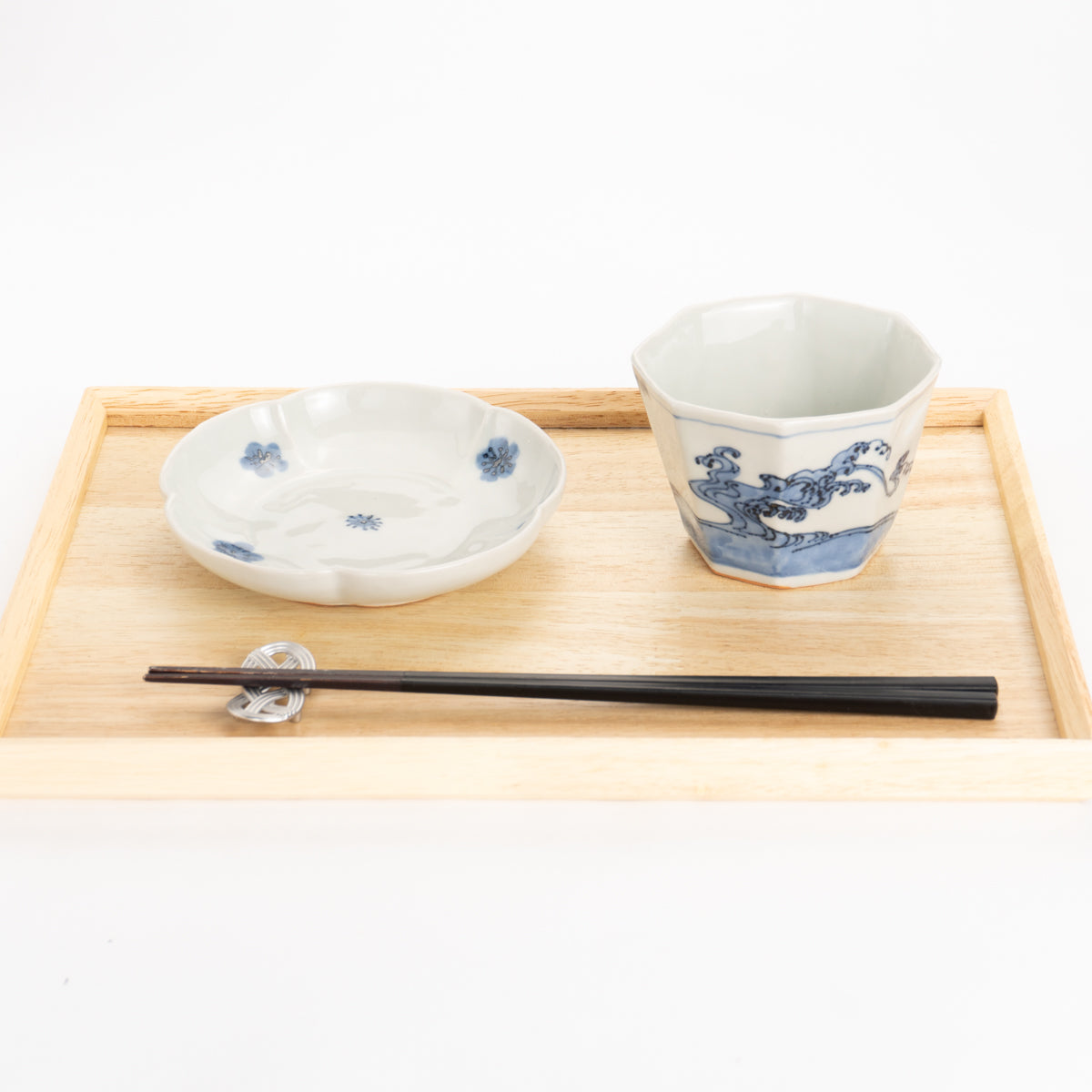 Soba cup - Blue and white Great wave by Nagata studio