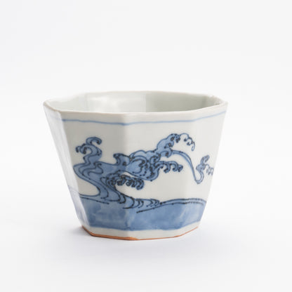 Soba cup - Blue and white Great wave by Nagata studio