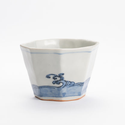 Soba cup - Blue and white Great wave by Nagata studio