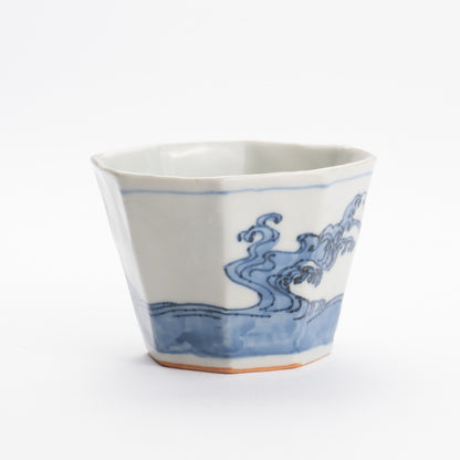 Soba cup - Blue and white Great wave by Nagata studio