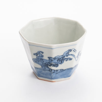 Soba cup - Blue and white Great wave by Nagata studio